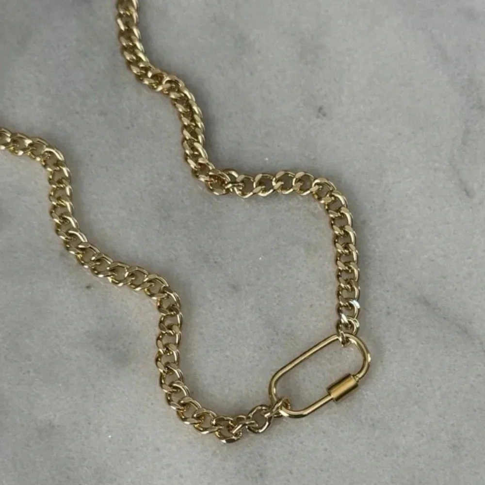 COPY - Gold Chain Horse Bit Charm Clasp Carabiner Necklace 

Brand New